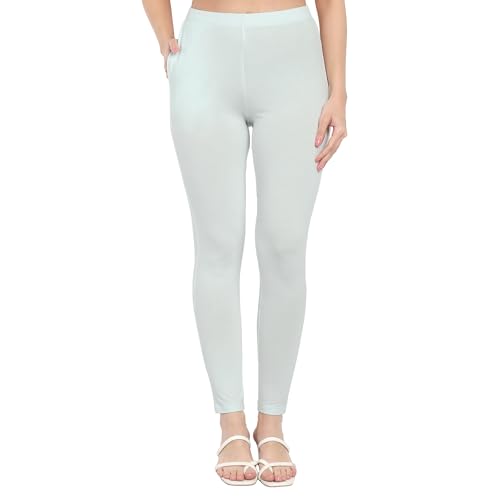 Image of ONE SKY Women Ankle Length Leggings | Premium Cotton Modal Spandex Blend | High Waist Stretchable & Bio-Washed Fabric | Colour-Lock | Ethnic Leggings for Women