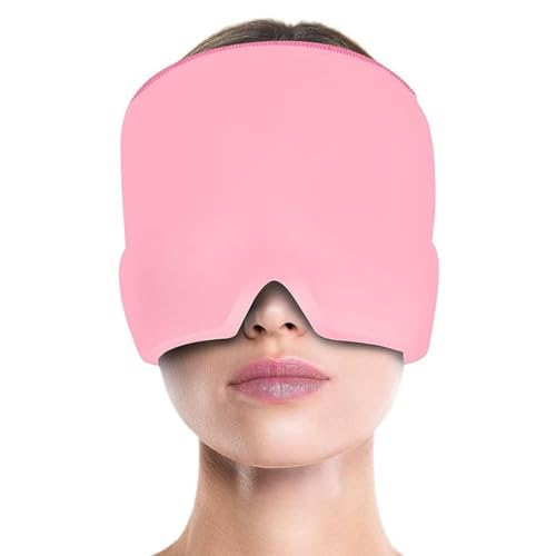 EORPAVU Mascarillas refrescantes para los ojos,Diadema de alivio de compresión fría y caliente, reutilizable, alivia las migrañas, los ojos hinchados (rosa)