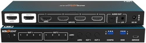 4x2 8K UHD HDMI 2.1 Matrix Switcher with Audio De-embedder (8K60, 4K120 4:4:4 10bit VRR, FVA, ALLM Support)