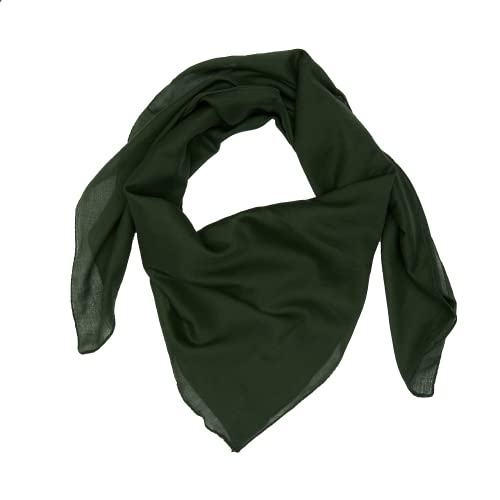 Baumwolltuch Schal Kopftuch Damen Herren Unisex Bandana Halstuch Accessoire Multifunktionstuchviele Atmungsaktiv und Weich Gesichtsschutz für Herbst und Winter Farben 100x100 cm (Dunkelgrün)