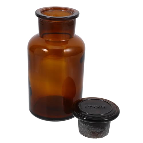 UKCOCO Flacon de Réactif en Verre Borosilicaté Ambré 250 Ml, Pot de Laboratoire à Large Ouverture pour Stockage Sécurisé, Récipient Gradué Anti-uv Adapté Usage Chimie