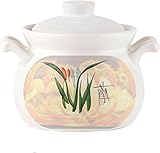 Pink Palm Cacerola de Barro cerámica con Tapa, Ideal para cocinar guisos Chinos, arroz, gachas y sopas (4500 ml).