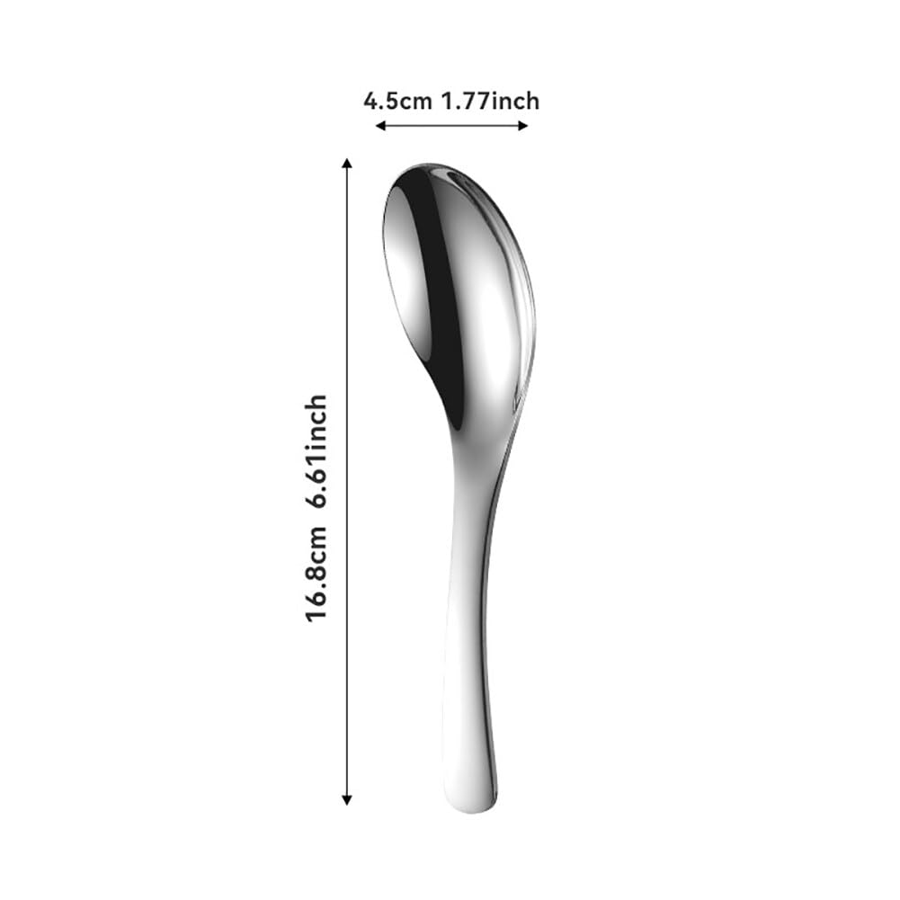 Metal Soup Spoons, Stainless Steel Spoons for Soup Round Colorful Dinner Spoons Thick Short Handle Table Spoon, Tablespoon Dessert Spoon Serving Spoon Dining Spoon Cafe Spoon, Set of 5 (Large)