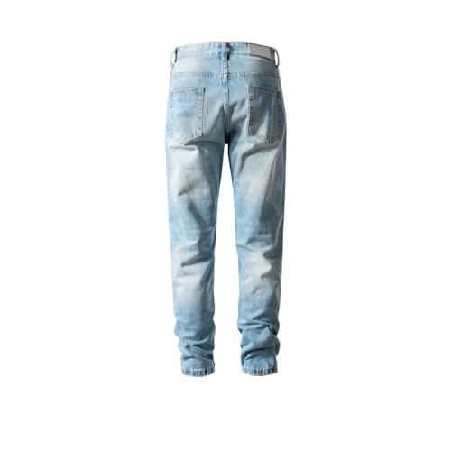 Street Slim Fit Washed and Worn-Out Long Pants Unisex Straight Leg Jeans2