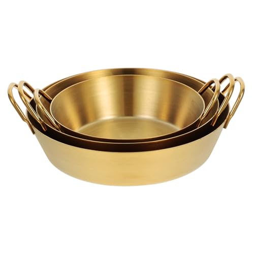 TOPPERFUN 3 Piezas tazón para mezclar inoxidable Salsa acero pequeño bol cuencos de ingredientes cuenco coreano tazón de fuente de metal frutero metalico Golden