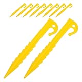 Alasum Zeltpflöcke Kunststoff 10 Stück 14,6cm Gelb für Outdoor Camping und Pavillons mit Gezahnten Kanten