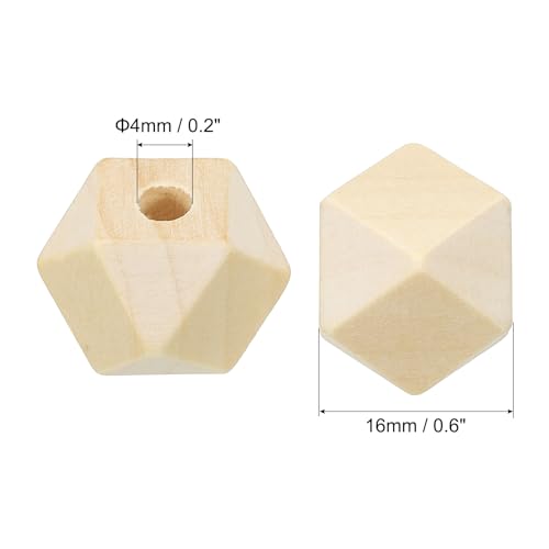 PATIKIL 16mm Hexagonal Wooden Craft Beads, 100 Pack Brown Wood Color - Image 2