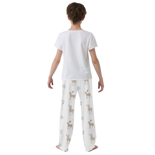 Boys' Pants Christmas Deer White Long Bottoms Jogger Pants Elastic Waist Trousers with Pockets S-XL3