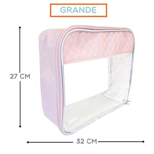 Organizador Para Mala Bebe Necessaire Kit 3 Peças Transparente Rosa Passeios e Malas Maternidade
