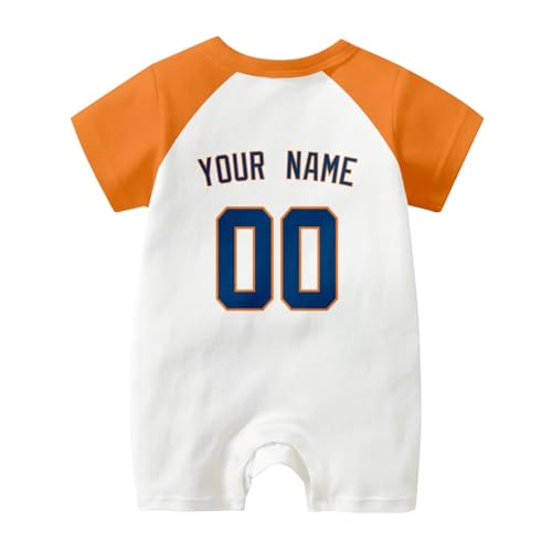 Image of KREDE Baby Clothes Unisex Bodysuit White Custom Name Number for Baby Boys