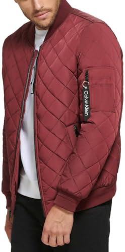 Image of Calvin Klein Men's Ribbed Collar Quilted Bomber Jacket