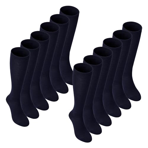 Chaussettes hautes école fille en coton respirant | Lot de 12 paires unies