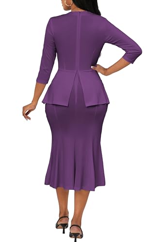 Image of Elegant Church Dress for Women Midi Dresses Work Wear Vintage Pencil Dress for Business Casual Outfits