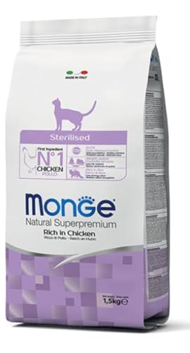 Monge Natural Superpremium STERILISED Rich IN Chicken, Nassfutter für Katzen (Nassfutter aus Huhn, reich an Ballaststoffen, ohne Farbstoffe und künstliche Konservierungsmittel, Katzenfutter, 10 kg)