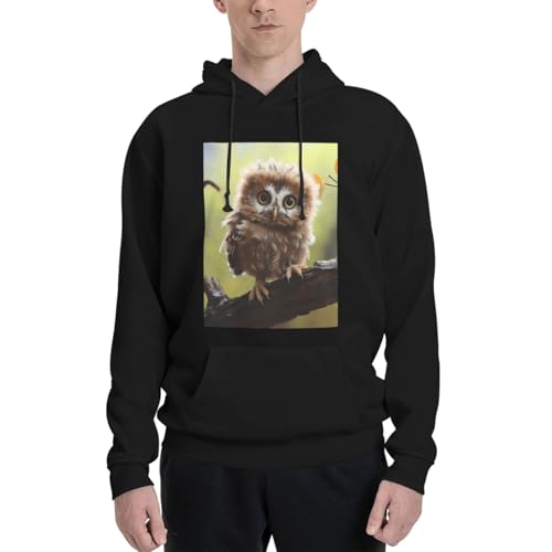 LKWSCGHM Men's Fleece Hoodie Sweatshirts Fall Pullover Hoodies Casual Sweaters Real Cute Owls W