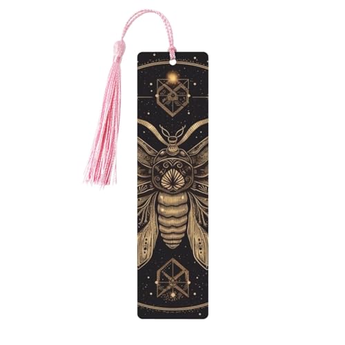 しおり 木製しおり 穴とタッセル付き 木製タグ 蛾 木製クラフト しおり ヴィンテージ しおり オーナメント 木製ブックマーク 女性用 男性 本好きの方 ギフト ピンク