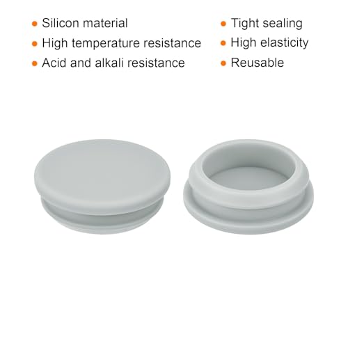 Image of MECCANIXITY 2pcs Silicone Snap in Locking Hole Plugs,34.6mm /1.4 Inch Mounting Diameter Narrow Groove Width 5mm Panel Seal Cover Round for Kitchen Bulkheads Waterproof Sealing Plugs Grey