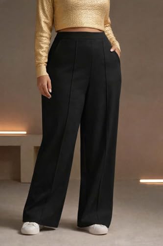 Image of KOTTY Women's Plus Size High Waist Wide Leg Pants for Stylish Comfort and Confident Casual /Stylish Wear