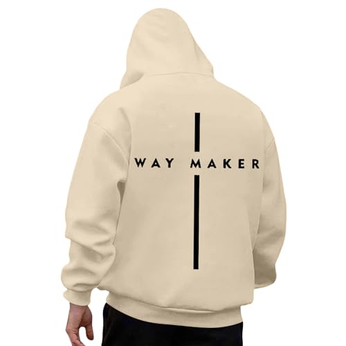 Sudaderas con capucha y sudaderas para hombre de manga larga con diseño estampado para ropa casual actividades al aire libre comodidad hogar, beige, L