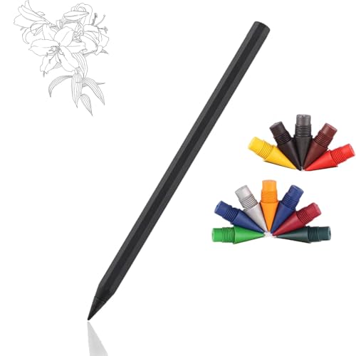 Nixegym Metal Alloy Writing Instrument That Never Needs Sharpening Reusable with 12 Colors Replaceable Nibs Ideal for Sketching & Drawing