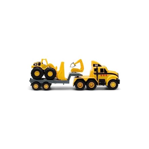 Cat Construction Heavy Mover Caterpillar Toy Semi Truck and Trailer with Lights & Sounds, Yellow