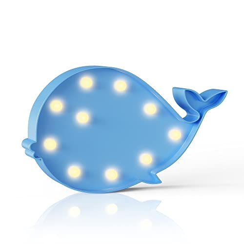 Image of Ganrami Blue Whale Decor, Whale Party Decorations, Battery Powered Whale Night Light, Under The Sea Party Decorations, Ocean Party Decorations, Ocean Nursery Decor