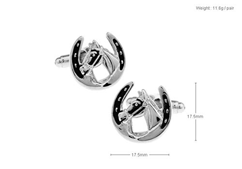 Mancuernillas clásicas de caballo plateadas para hombre miniatura 5