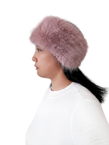 Lina & Lily Women's Winter Headband Head Ear Warmer Long Pile Faux Fur (Dusty Pink) - Image 3