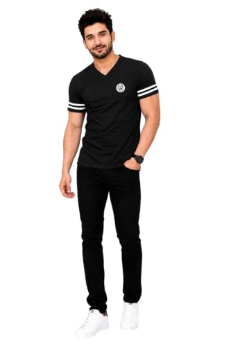 Image of Geum Men's Solid Half Sleeve V-Neck T-Shirt | Soft & Breathable Fabric | Regular Fit | Casual Everyday T-Shirt