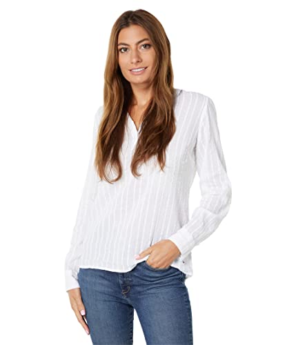 Tommy Hilfiger Damen Langarmshirt mit Y-Ausschnitt, Helles Weiß, Klein