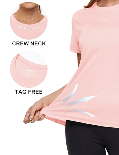 Image of MAGCOMSEN Women's Short Sleeve T-Shirts UPF 50+ Sun Protection Shirts Quick Dry Athletic Running Workout Tops Rash Guard