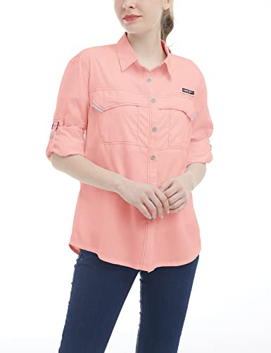 Little Donkey Andy Women s UPF 50+ UV Protection Shirt, Long Sleeve Fishing Shirt, Breathable and Fast Dry Coral M