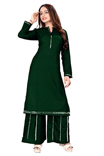 Kurtis-Palazzo verde para fiestas de verano conjunto étnico de rayón fresco para mujer 614