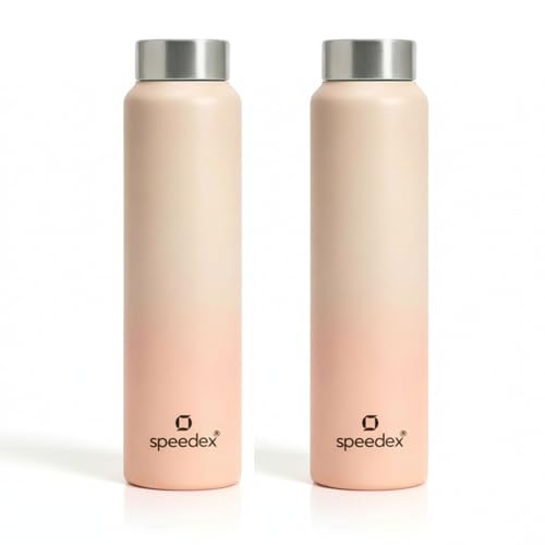 Image of Speedex Stainless Steel Water Bottle 1 Ltr, Leak Proof Screw Cap, BIS Approved 1000 ml Metal Bottle For Daily, Office, School, Gym, Travel Use for Men, Women, Kids, Adults, Peach Orange, Set of 2