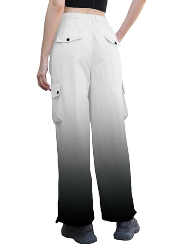 Image of Cromoncent Cargo Pants Girls & Women Parachute Pants Y2K Baggy Rave Clothes Waterproof with Pockets, 6 Years - 3XL