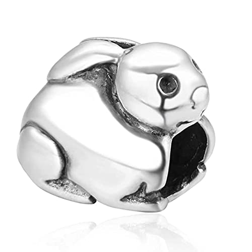 Choruslove Rabbit Charm Bunny Charm 925 Sterling Silver Lovely Animal Bead For Snake Chain Bracelet Charms Easter Present #TOP3