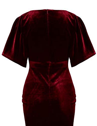 GownTown 1950s Style Butterfly Sleeve Velvet Pencil Dress4