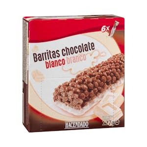 Barritas de cereales Hacendado con chocolate blanco Caja 6 barritas (127 g) Pack 2