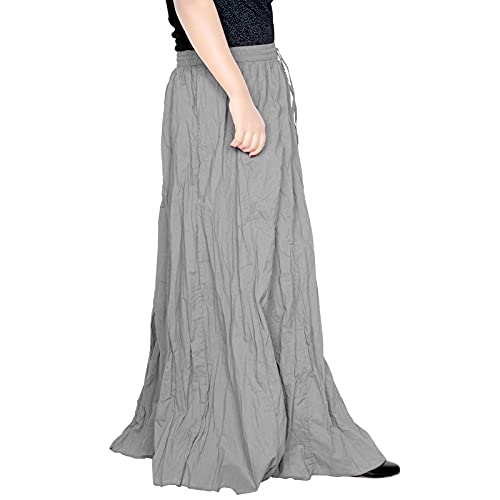 Image of Sttoffa Women Solid Color Maxi Plain Cotton Full Length White Skirt 40 inch Long Cotton Long Skirt