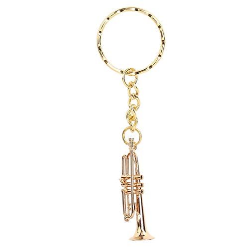 Miniature Brass Trumpet Keychain, Collectible Musical Instrument Replica Charm for Music Lovers...