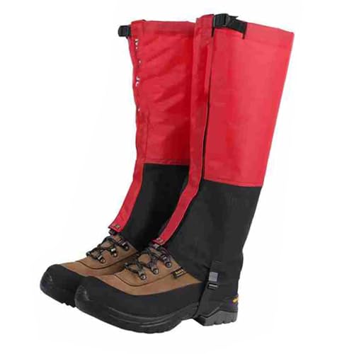 Hiking Gaiters,High-top Leggings, Lightweight Ankle and Leg Protection, Suitable for Hiking, Walking, and Backpacking(Red,Medium)