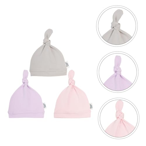 3Pcs Cotton Hats Lovely Newborn Headwear Lightweight and Comfortable Unique Knot Design for Showers and Everyday Use2