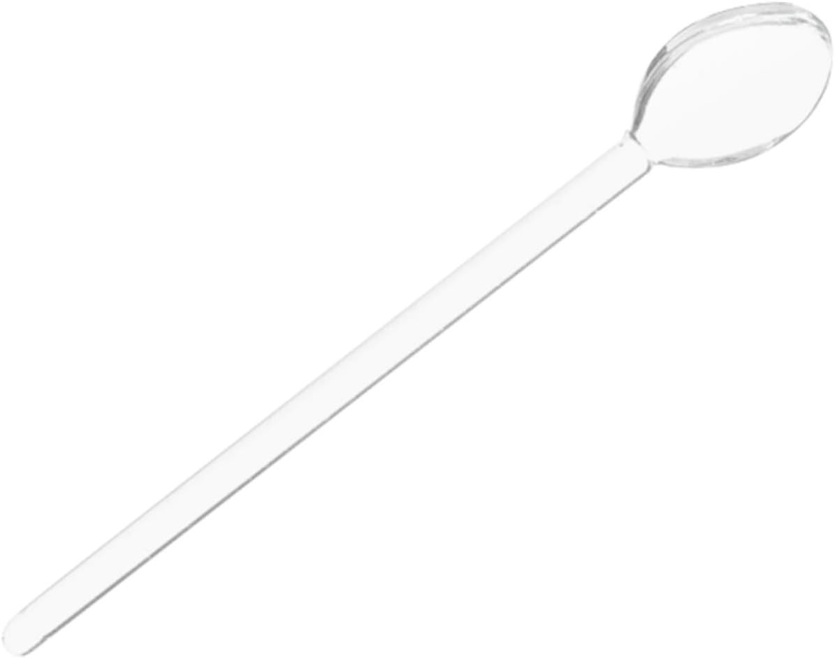 Ipetboom Heat Resistant Glass Stirring Spoon with Long Handle for Coffee Tea Cocktails and Desserts Transparent Mixing Scoop with Rounded Head for Even Stirring