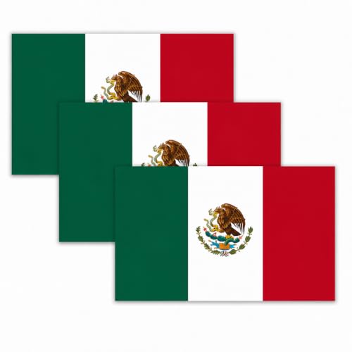 Image of Mexican Flag Vinyl Flag Stickers, Car Decals, Waterproof Indoor Outdoor, Laptop Stickers, Car Bumper, Mexico Flag, 5 x 3 Inches, Set of 3