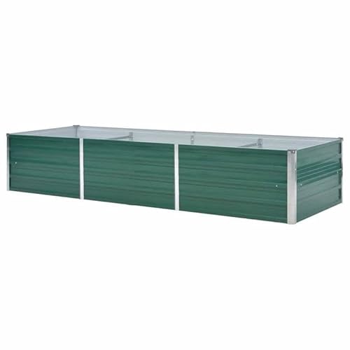 Bancal de acero galvanizado de 240 x 80 x 45 cm para jardín, verde, duradero y resistente a la intemperie, perfecto para cultivo de verduras y flores