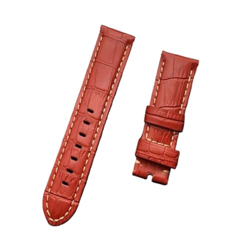Cuir de veau façon bambou rouge 24mm bracelet montre haute qualité sans boucle