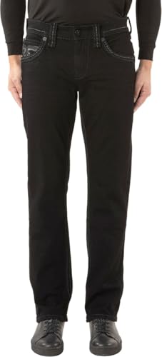 Rock Revival - Mens Justinn J203R Straight Jeans, Color Black, Size: 30W x 32L
