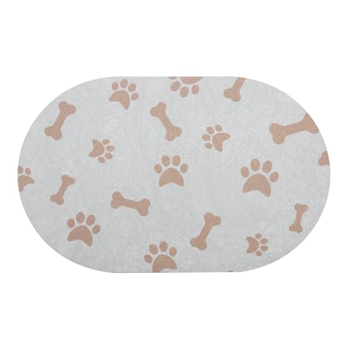 YCT Dog Food Mat - Cat Dish Mat Dog Bowl Mat - No Stains Easy Clean Dog Mat for Food and Water - Absorbent Quick Dry Pet Mat, 11.8"x18.1" Beige