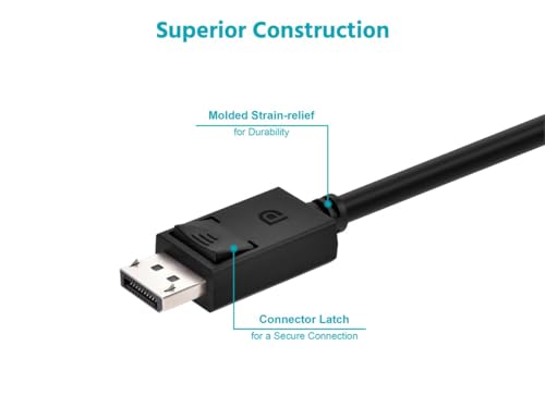 Cable DisplayPort 2.1 40Gbps Monoprice con construcción premium 8K HDR negro 4