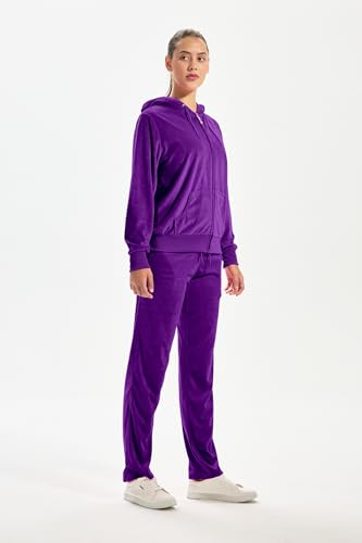 Image of TanBridge 2 Piece Outfits Women's Velour Sweatsuits Long Sleeve Zip Up Hoodie Sweatpants Tracksuits for Women